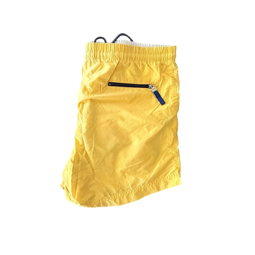Polo Sport Ralph Lauren Yellow Nylon Swim Trunks Men Large Vintage Shorts